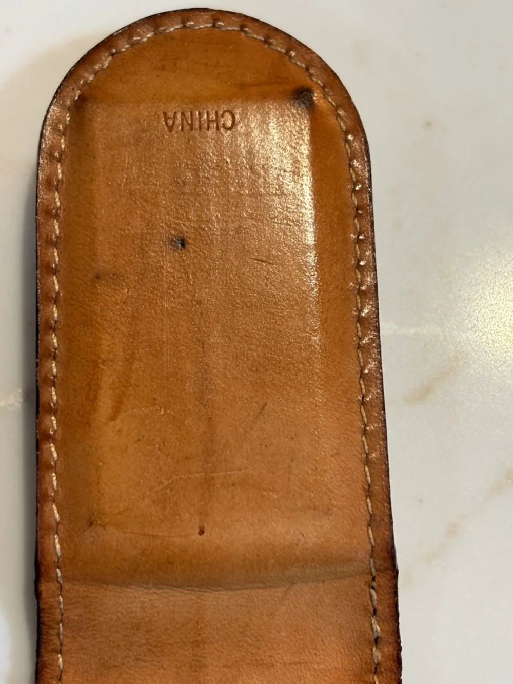Vintage Fossil Dark Brown Croc-Embossed Print GenuineLeather Magnetic Money Clip